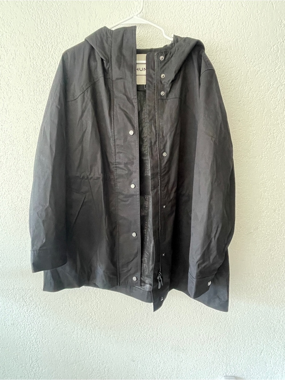 Hunter Black Hooded Rain Jacket Women's XL